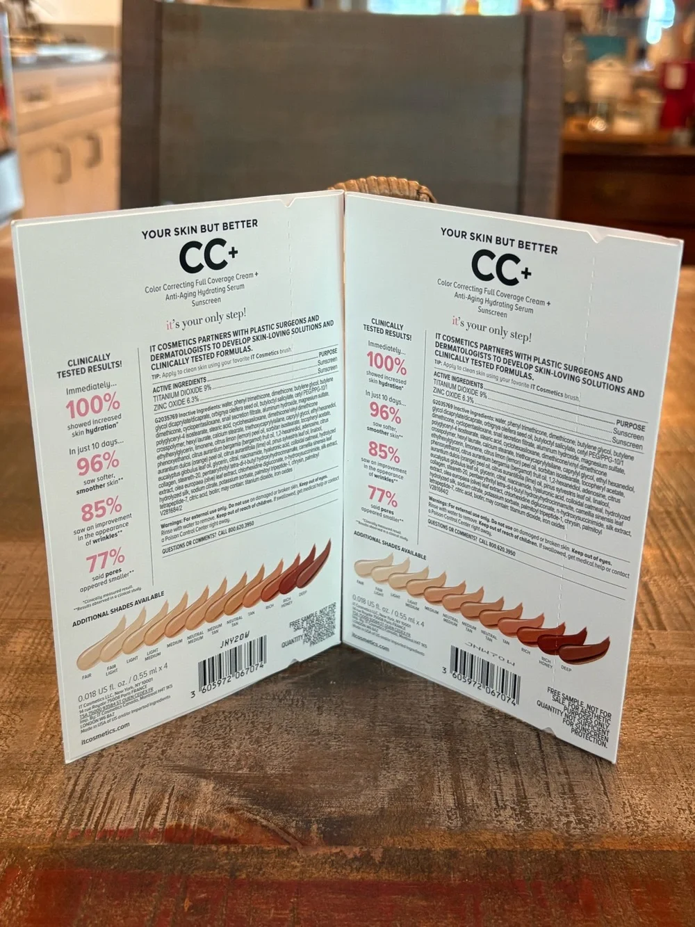 2 NEW It Cosmetics CC+ Full Coverage CREAM + Anti-Aging SERUM Sample CARDS!